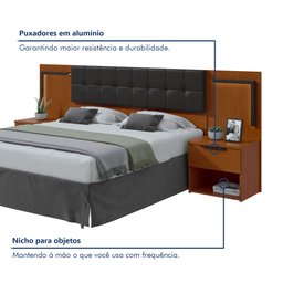 Cabeceira Casal / Queen 160cm 2 Mesas de Cabeceiras com Led Calitan - 4