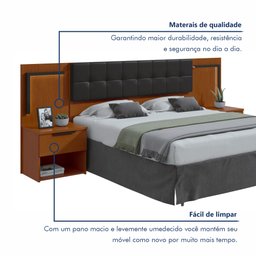 Cabeceira Casal / Queen 160cm 2 Mesas de Cabeceiras com Led Calitan - 7