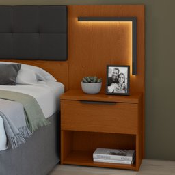 Cabeceira Casal / Queen 160cm 2 Mesas de Cabeceiras com Led Calitan - 9