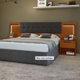 Cabeceira Casal / Queen 160cm 2 Mesas de Cabeceiras com Led Calitan - 2