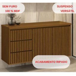 Gabinete Para Banheiro Intenso 120cm Suspenso Freijó Ripado - 5