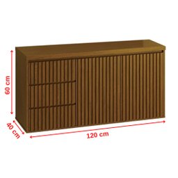 Gabinete Para Banheiro Intenso 120cm Suspenso Freijó Ripado - 4