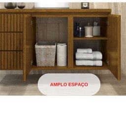 Gabinete Para Banheiro Intenso 120cm Suspenso Freijó Ripado - 7