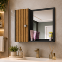 Ver imagem 1 de Espelheira de Parede para Banheiro Armário Organizador Genova - Preto/Ripado