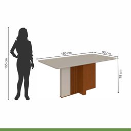 Mesa de Jantar Retangular 160x80cm 6 Lugares Tampo MDF Astrid - 3