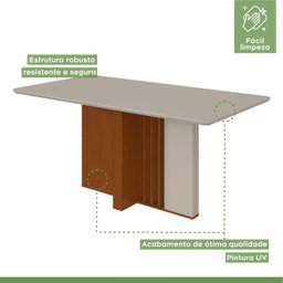 Mesa de Jantar Retangular 160x80cm 6 Lugares Tampo MDF Astrid - 6