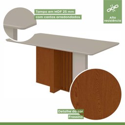 Mesa de Jantar Retangular 160x80cm 6 Lugares Tampo MDF Astrid - 5