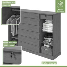 Cômoda 2 Portas 7 Gavetas 3 Prateleiras Vedra - 5