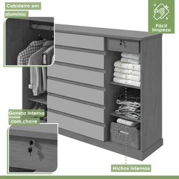 Cômoda 2 Portas 7 Gavetas 3 Prateleiras Vedra - 5