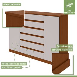 Cômoda 2 Portas 7 Gavetas 3 Prateleiras Vedra - 4
