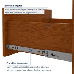 Cômoda 8 Gavetas 2 Portas Toronto 119x142x47 Cm - 3