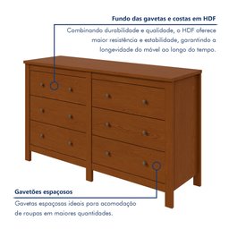 Cômoda 6 Gavetas 162 X 92cm Maggiore New - 6