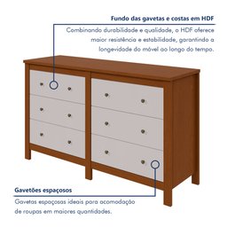 Cômoda 6 Gavetas em Mdp/mdf Maggiore New - 6