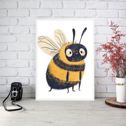 Quadro Decorativo Abelhinha 33x24cm:moldura Branca - 2 Quadro Decorativo Abelhinha 33x24cm:moldura Branca - 2