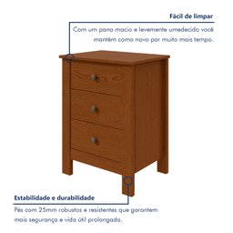 Mesa de Cabeceira 3 Gavetas Maggiore New - 4