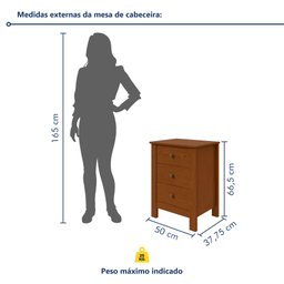 Mesa de Cabeceira 3 Gavetas Maggiore New - 7