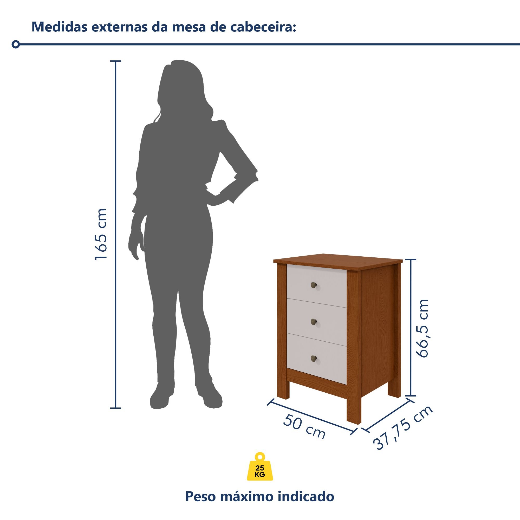 Mesa de Cabeceira 3 Gavetas Maggiore New - 6