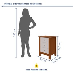 Mesa de Cabeceira 3 Gavetas Maggiore New - 7