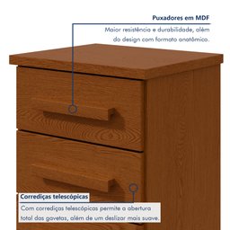Mesa de Cabeceira 3 Gavetas Baião Plus - 3