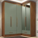 Ver imagem 1 de Quarto Modulado de Canto 3 Peças 5 Portas 2 Gavetas com Espelhos Smart Plus Espresso Móveis