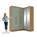 Ver imagem 4 de Quarto Modulado de Canto 100% MDF 3 Peças 5 Portas 2 Gavetas com Espelhos Smart Plus Espresso Móveis