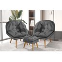 Ver imagem 1 de Conjunto Poltronas Sênior em Suede Premium com Puff e Pés de Madeira:grafite