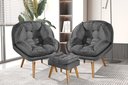 Ver imagem 1 de Conjunto Poltronas Sênior em Suede Premium com Puff e Pés de Madeira:grafite