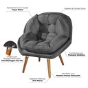 Ver imagem 4 de Conjunto Poltronas Sênior em Suede Premium com Puff e Pés de Madeira:grafite