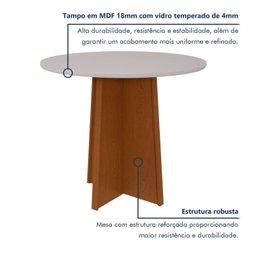 Mesa de Jantar 4 Lugares Quadrada Tampo de Vidro Celebrare - 3