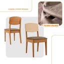 Ver imagem 2 de Conjunto com 4 Cadeiras para Sala de Jantar Copper Premium MDF Veludo Capuccino Naturalle