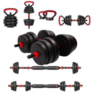 Halter Anilha Barra Kettlebell Kit Musculação 6 em 1 - 40kg Yangfit