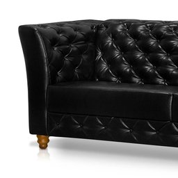 Sofá Para Barbearia Chesterfield 3 Lugares Preto Shop JM - 5