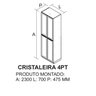 Cristaleira 4 Portas em Vidro 230cm de Altura 100% Mdf Dobradiças Slow Motion Essence Itatiaia - 4