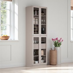 Cristaleira 4 Portas de Vidro 230cm de Altura MDF Rodapé PVC Dobradiça Slow Motion Essence Itatiaia - 1