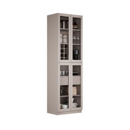 Cristaleira 4 Portas de Vidro 230cm de Altura MDF Rodapé PVC Dobradiça Slow Motion Essence Itatiaia Cinza/Fendi - 3 Cristaleira 4 Portas de Vidro 230cm de Altura MDF Rodapé PVC Dobradiça Slow Motion Essence Itatiaia Cinza/Fendi - 3