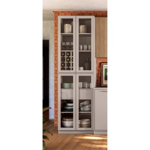 Cristaleira 4 Portas em Vidro 230cm de Altura 100% Mdf Dobradiças Slow Motion Essence Itatiaia