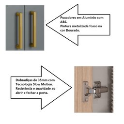 Cristaleira 4 Portas de Vidro 230cm de Altura MDF Rodapé PVC Dobradiça Slow Motion Essence Itatiaia - 10