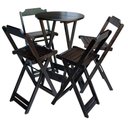 Ver imagem 1 de Conjunto De Mesa Bistrô Dobrável Em Madeira Padrão Com 4 Banquetas Altas - Tabaco - Marrom