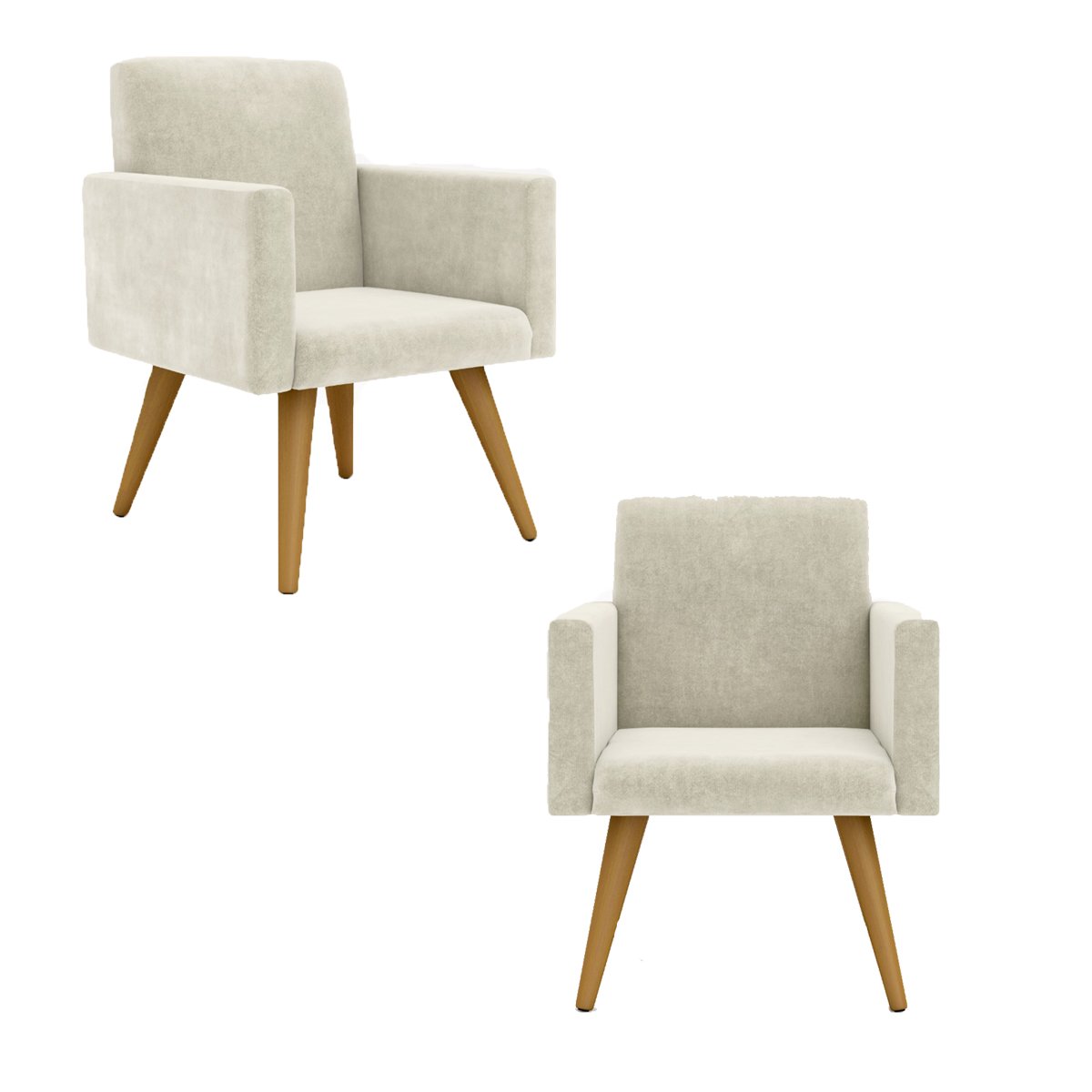 2 Cadeiras Poltronas para Sala Escritório – Balaqui Decor Cor:Bege - 1