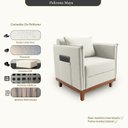 Ver imagem 6 de Poltrona Base de Madeira com Porta-revistas para Sala Confortável Linho Maya