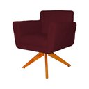 Ver imagem 3 de Poltrona Decorativa Isabela em Tressê Pés Madeira Giratório Suede Bordô - Ds Estofados