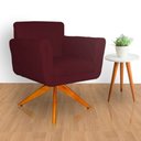Ver imagem 2 de Poltrona Decorativa Isabela em Tressê Pés Madeira Giratório Suede Bordô - Ds Estofados