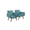 Ver imagem 1 de Kit 2 Poltronas 1 Lugar Braço Anabelle Unidecor Turquesa