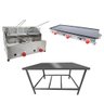 Kit Lanchonete Mesa de Manipulação 100x55cm + Fritadeira a Gás 2 Cuba + Chapa a Gás 90cm - 1