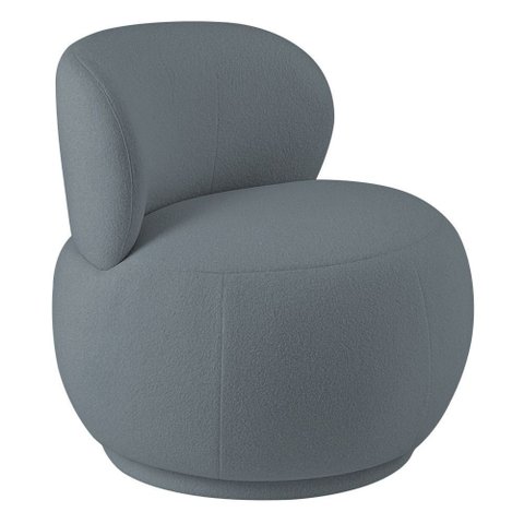 Poltrona Orgânica Aisha Base Fixa Bouclé Azul Claro - Nexta Casa