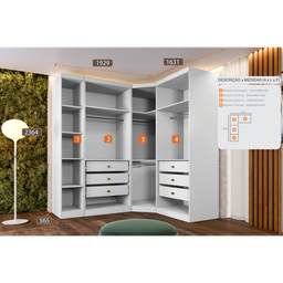 Guarda Roupa Modulado Safira 009 em Mdf com 5 Portas e 6 Gavetas - 4