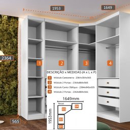 Guarda Roupa Modulado Safira 009 em Mdf com 5 Portas e 6 Gavetas - 3