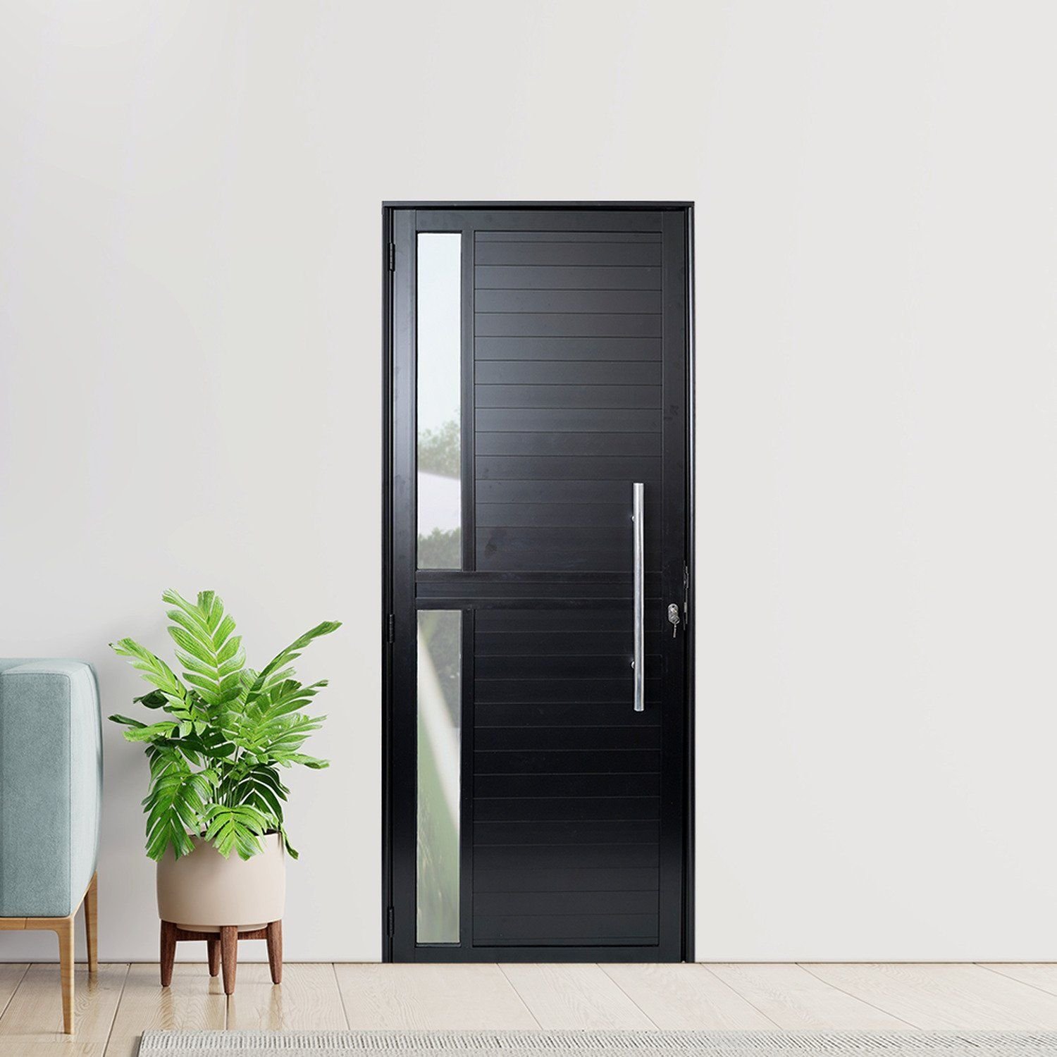 Porta de Aluminio Seteira 210x90cm Linha Premium Lux-esquadrias
