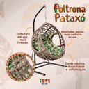 Ver imagem 3 de Poltrona Ninho em Aço e Corda Náutica Rami Pataxó com Suporte e Almofada Estampa Folha Verde