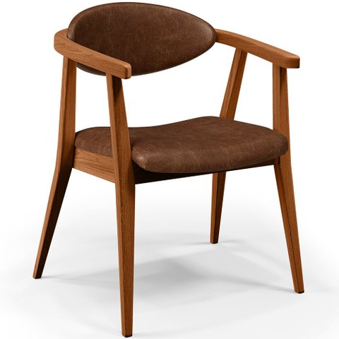 Poltrona Decorativa Para Sala de Estar Jantar Cecília B04 Couríssimo Marrom - Lyam Decor